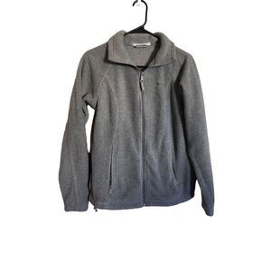 Columbia Womens Gray Long-Sleeve Full-Zip Pointed Collar Fleece Jacket Medium